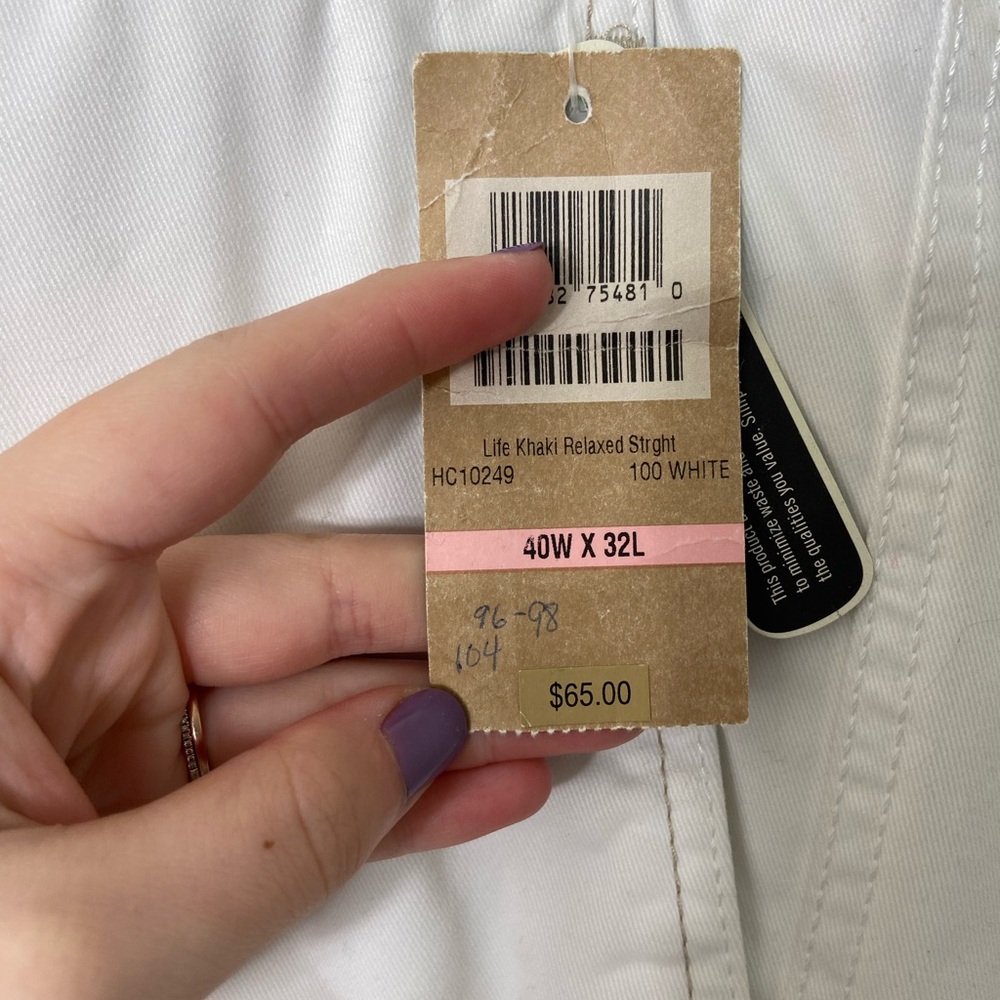 NEW Life Khaki Men’s solid white straight leg relaxed khaki casual pants‎ 40x32 - Picture 2 of 8